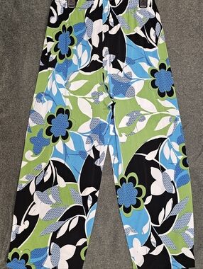 Relaxed Floral Wide-Leg Pants - Blue & Green
